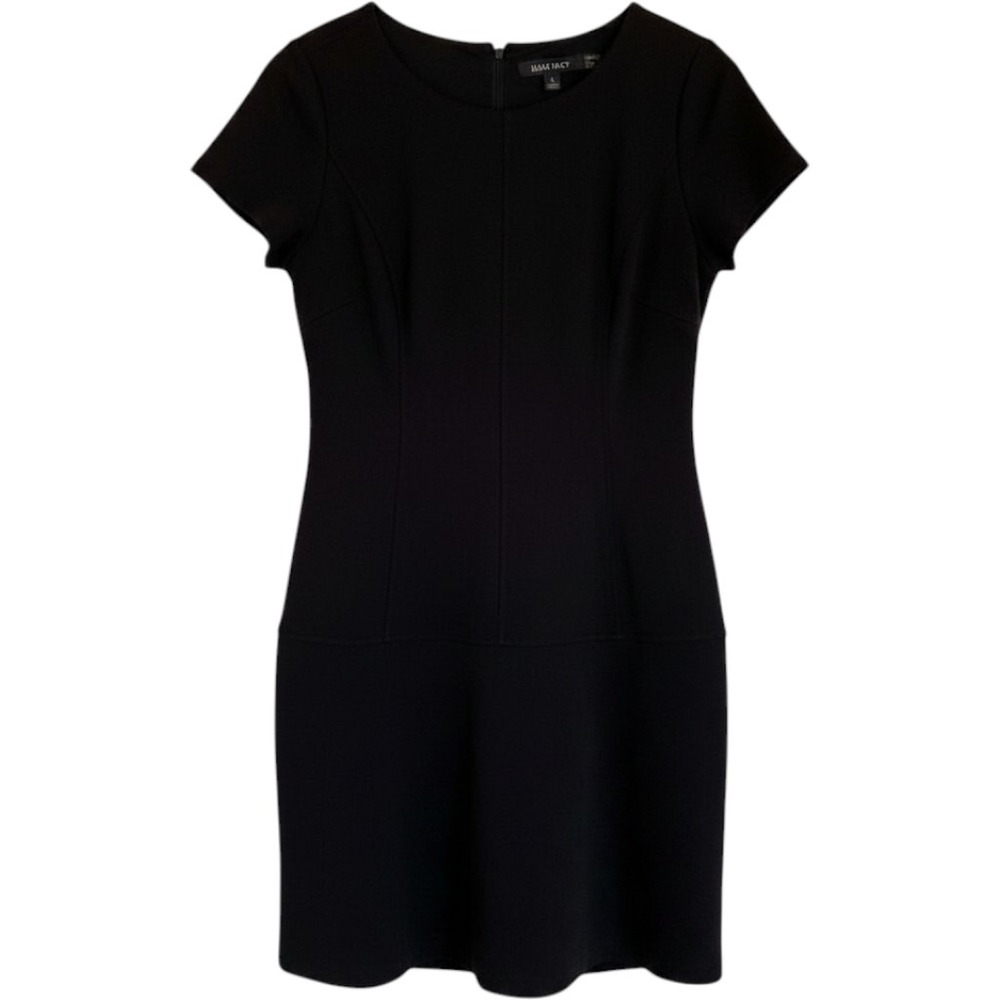 Ellen‎ Tracy Womens Black Short Sleeve Sheath Dress 12P EDHPR405 Petite LBD